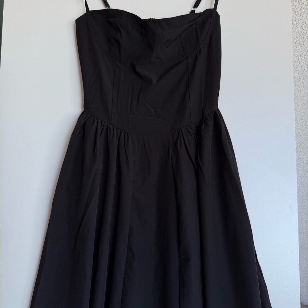 Black or Red Pleated Spaghetti Strap Cocktail Dress